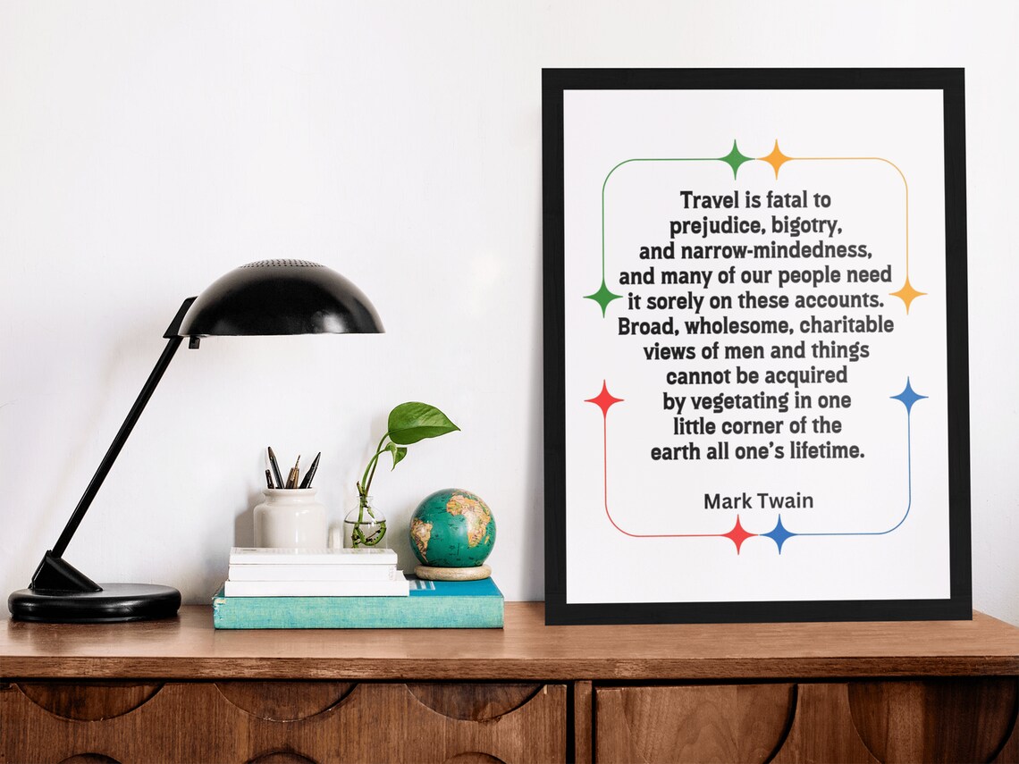 Mark Twain Travel Quote Prejudice Colorful Star Border Poster - Image 9