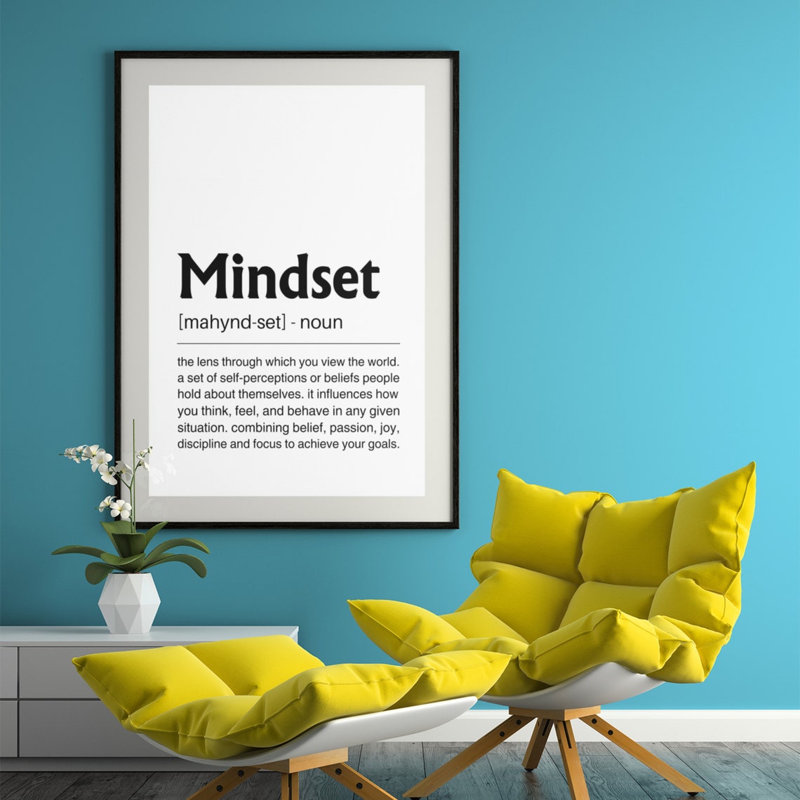 Mindset Definition Prints Mindset Bold Poster Mindset Is Everything Gift For Entrepreneur Home Gym Sign Inspirational Quotes - Image 2