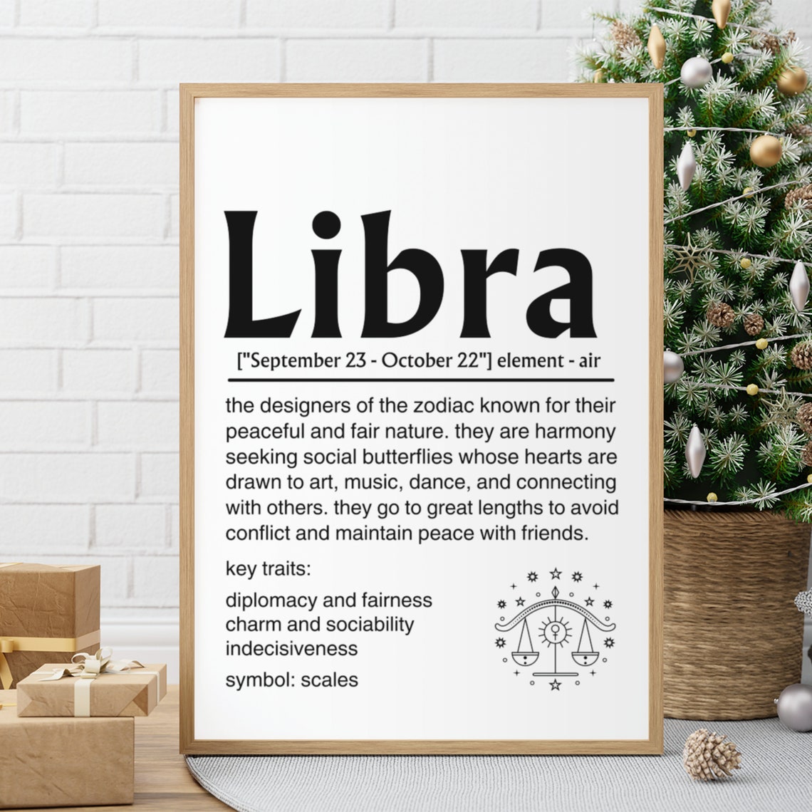 Libra Zodiac Dictionary Definition Poster September October Star Sign - Image 3