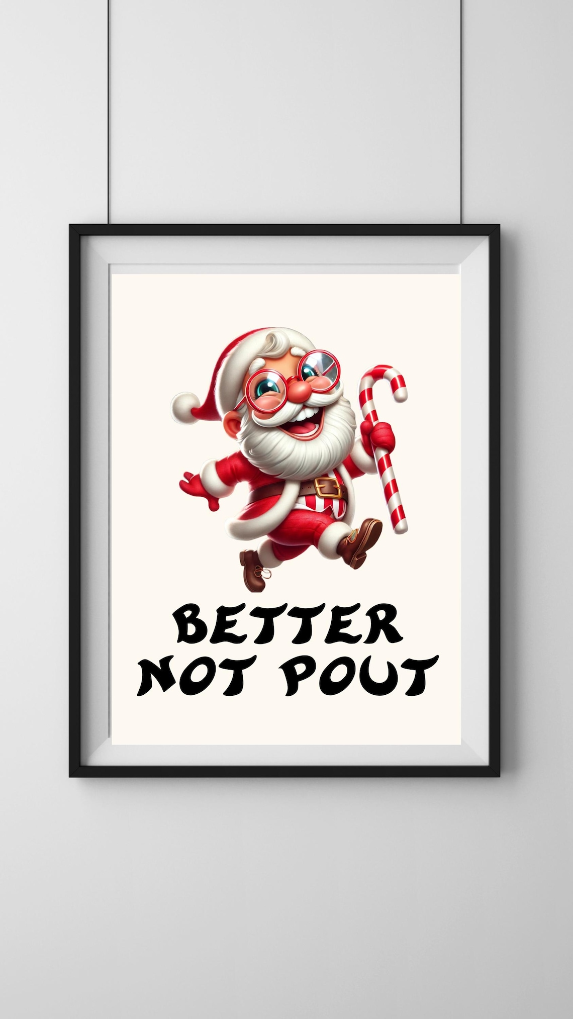 Better Not Pout Cute Santa Claus Candy Cane Christmas Poster - Image 7