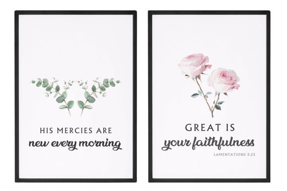 Bible Verse Wall Art Lamentations 323 Scripture Artwork His Mercies Are New Quote Print 5x7 8x10 16x20 18x24 20x24