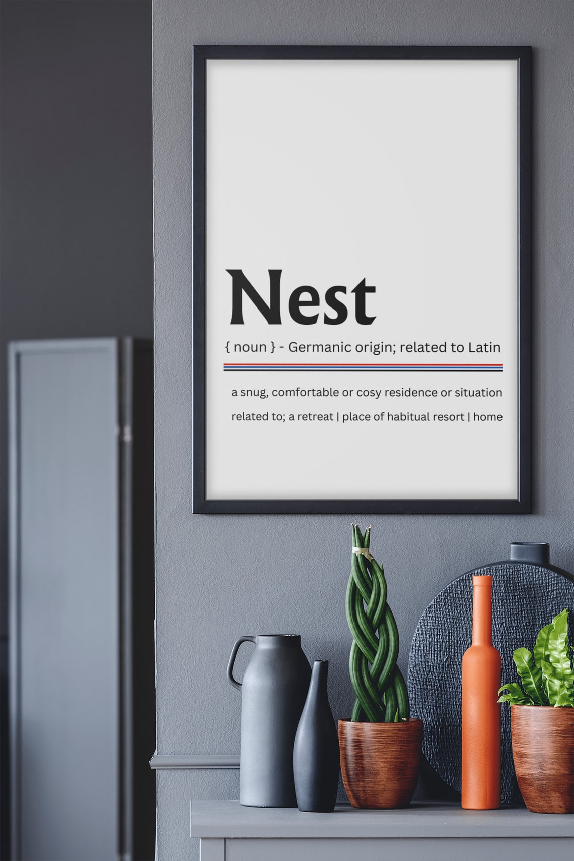 Nest Dictionary Definition Cozy Home Word Art Modern Typography Poster - Image 2