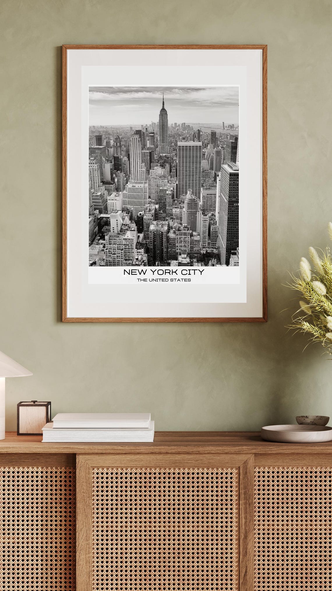 New York City Black And White Empire State Skyline Travel Poster - Image 5