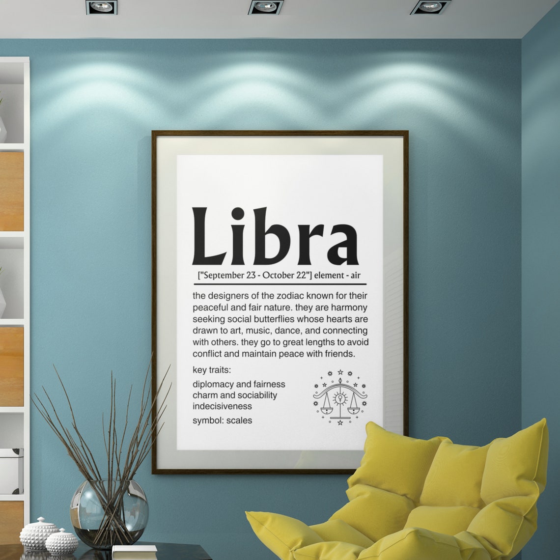 Libra Zodiac Dictionary Definition Poster September October Star Sign - Image 2