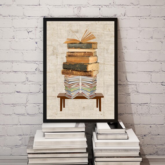 Stack Of Vintage Books Library Reading Nook Book Lover Poster
