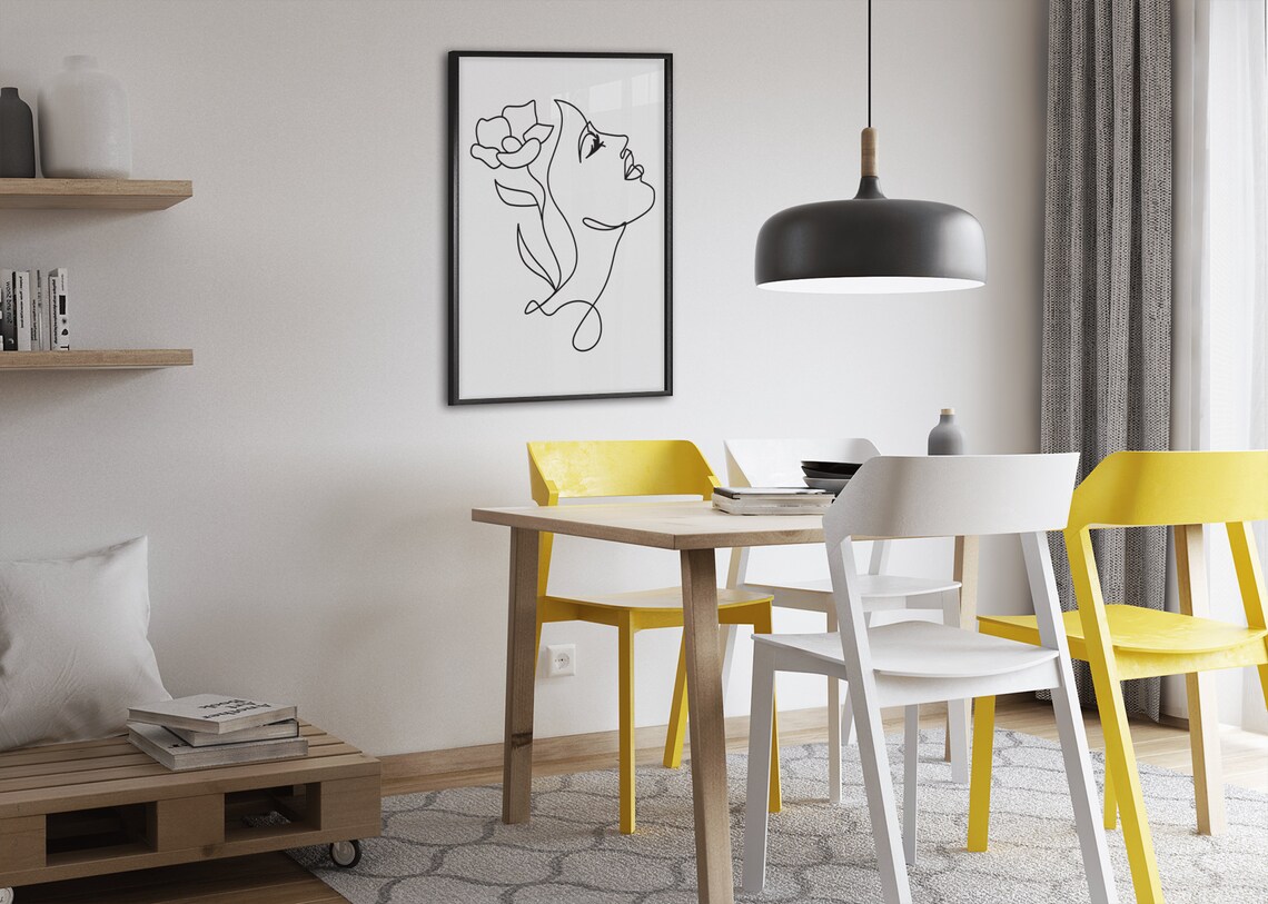 Woman Face One Line Drawing Flower Minimalist Floral Art Poster - Image 9