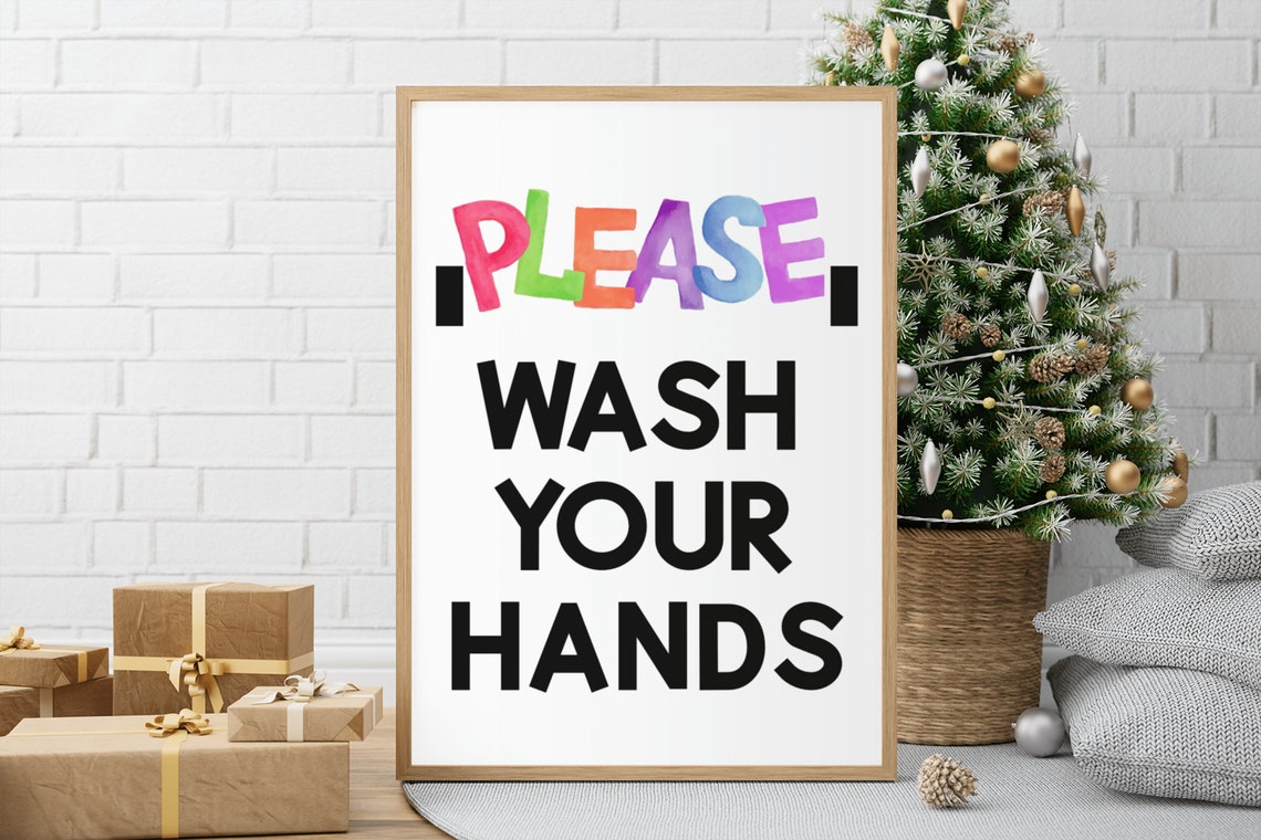 Please Wash Your Hands Colorful Lettering Kids Bathroom Poster - Image 7
