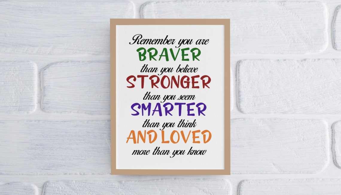 Braver Stronger Smarter Loved Colorful Affirmation Quote Poster - Image 2