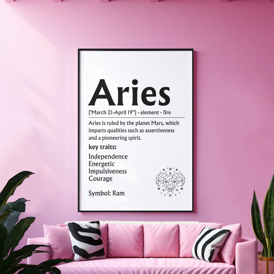 Aries Zodiac Definition Sign Ram Symbol Fire Sign Wall Poster - Image 8