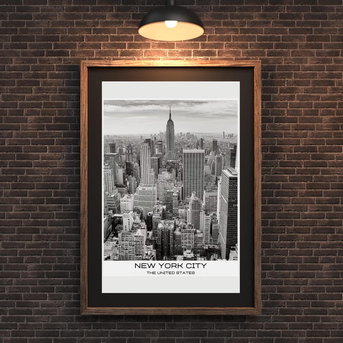 New York City Black And White Empire State Skyline Travel Poster