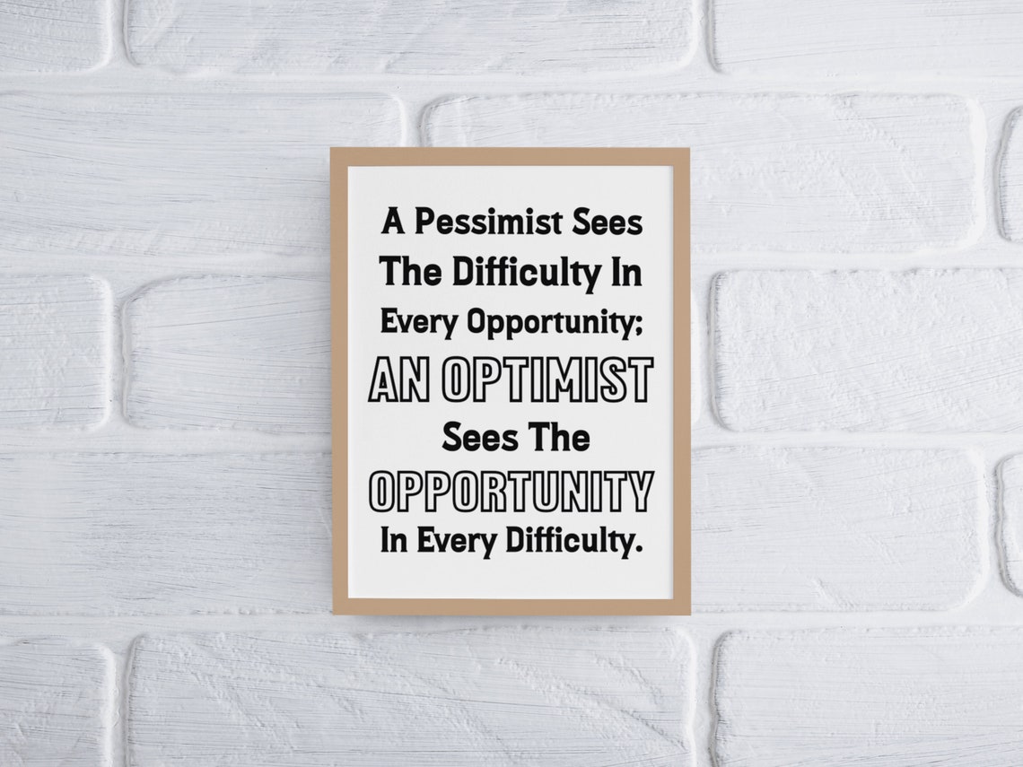 Optimist Opportunity Quote Winston Churchill Mindset Wall Poster - Image 6