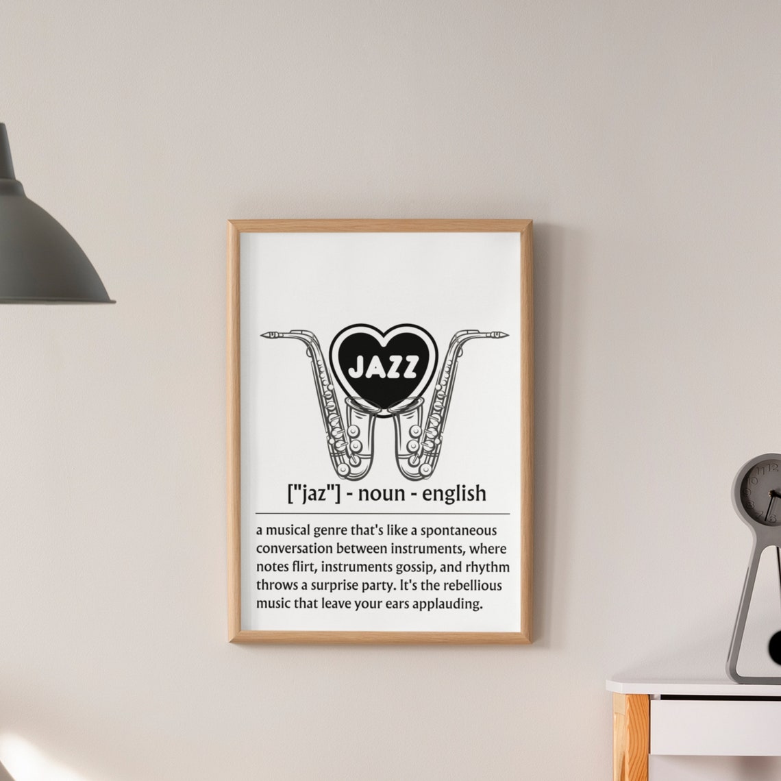 Jazz Definition Saxophone Music Lover Heart Musical Typography Poster - Image 2