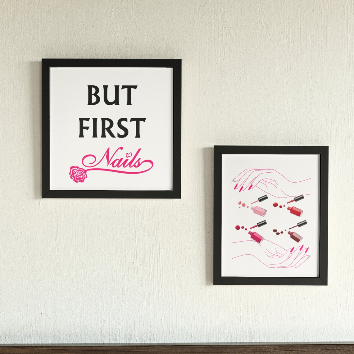 Nail Salon Two Print Set But First Nails Quote Manicure Hands Art - Image 9