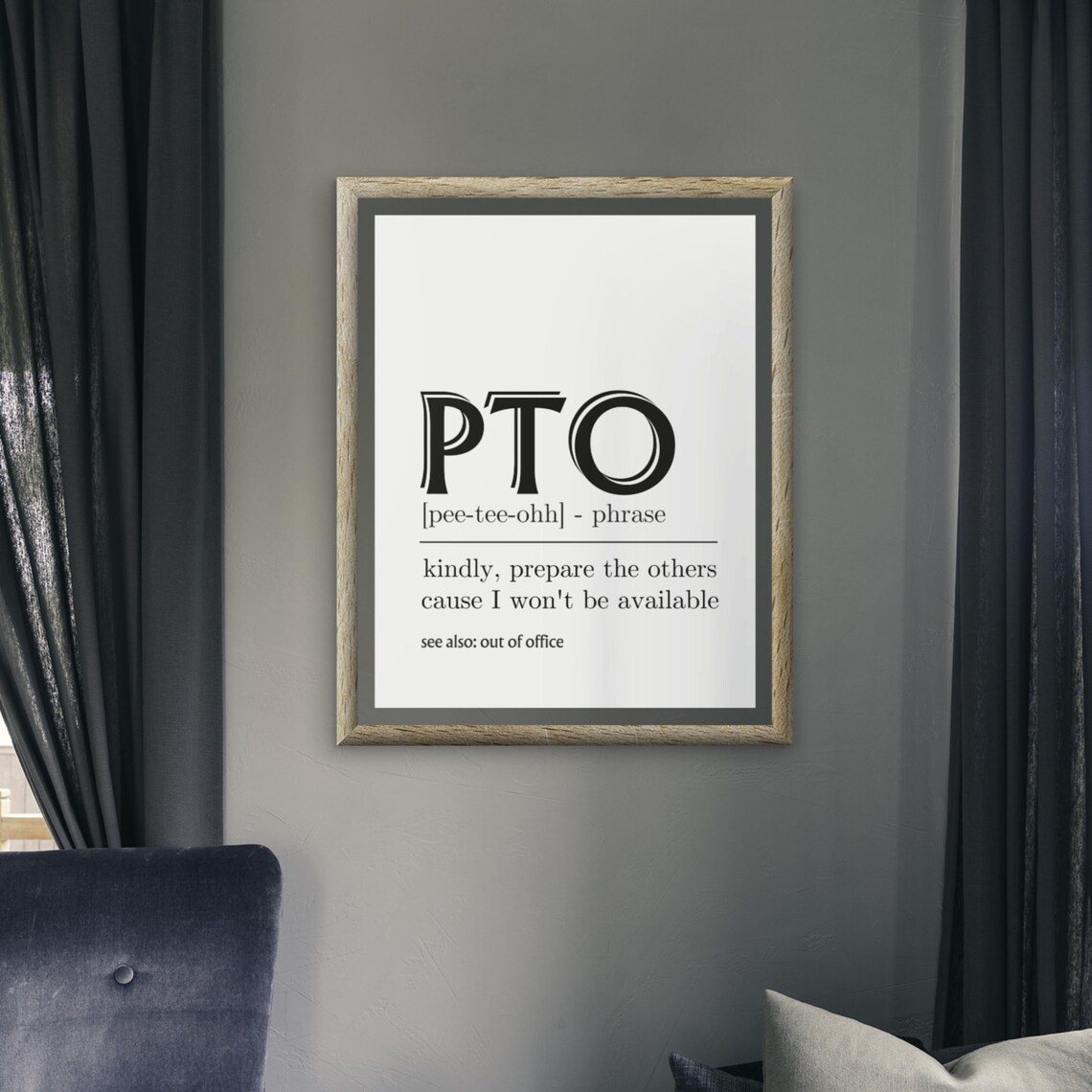 PTO Funny Office Dictionary Definition Out of Office Humor Poster - Image 4