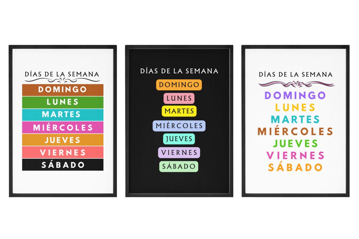 Dias De La Semana Spanish Days Of Week Classroom Decor Poster - Image 10