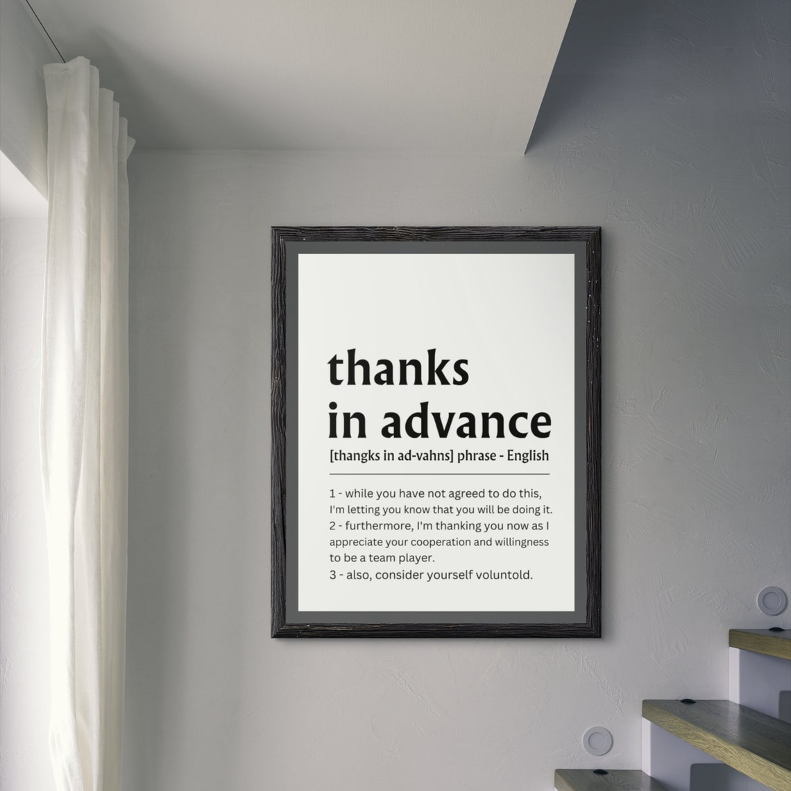 Thanks in Advance Funny Office Quote Definition Coworker Wall Poster - Image 4