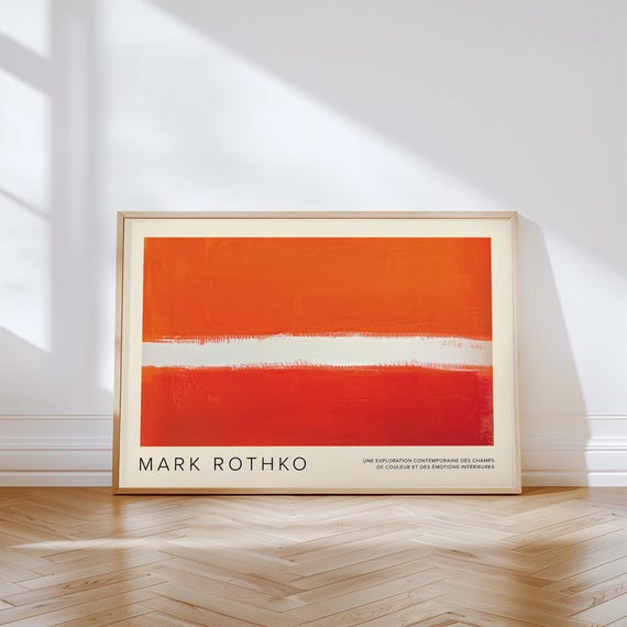 Abstract Orange Wall Art Rothko Inspired Colour Block Print Modern Horizontal Artwork For Living Room Office Bedroom Or Hallway