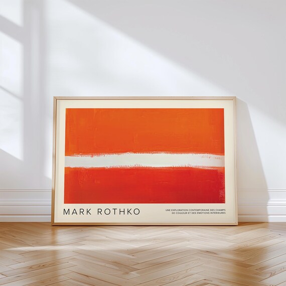 Mark Rothko Bold Orange Color Block with a White Band Poster