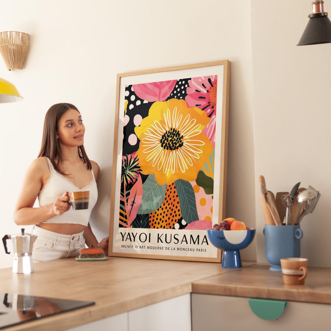 Yayoi Kusama Radiant Yellow Flower Polka Dot Garden Bloom Poster - Image 4