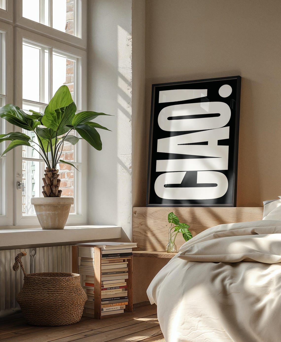 Ciao Italian Greeting Bold Black And White Typography Wall Art - Image 2