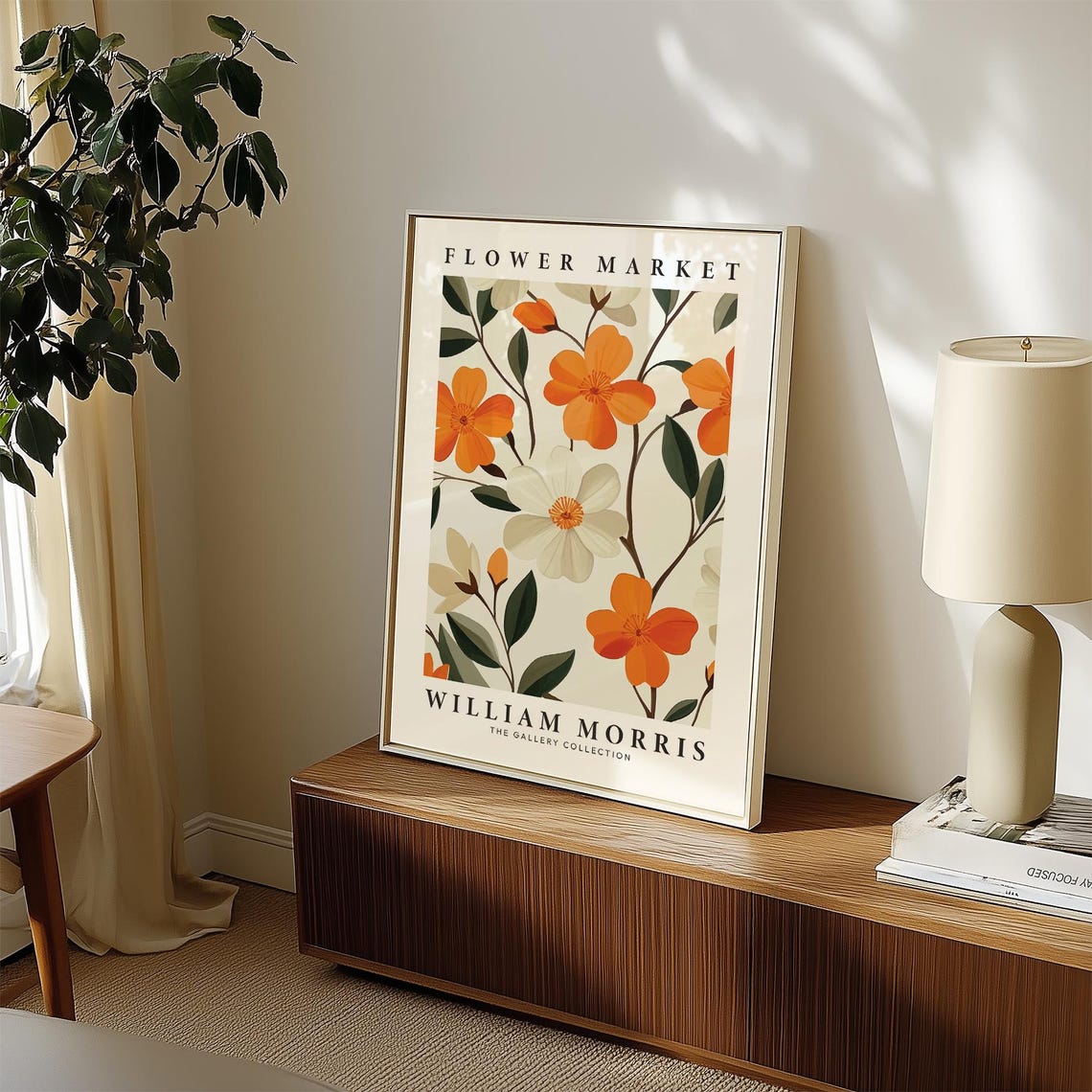 William Morris Flower Market Orange White Blossom Branch Poster - Image 3