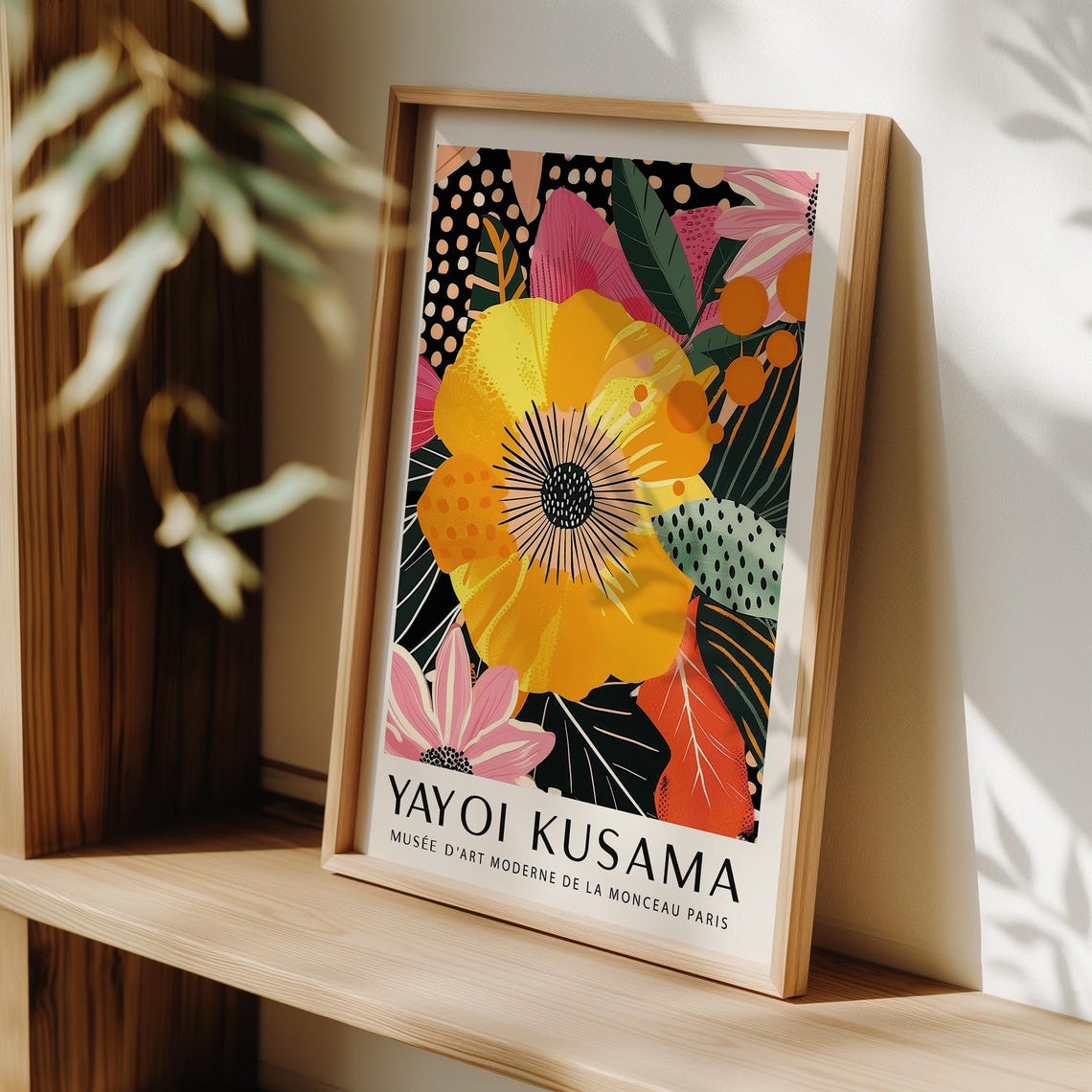 Yayoi Kusama Giant Yellow Bloom Pink Leaves Exhibition Poster - Image 3