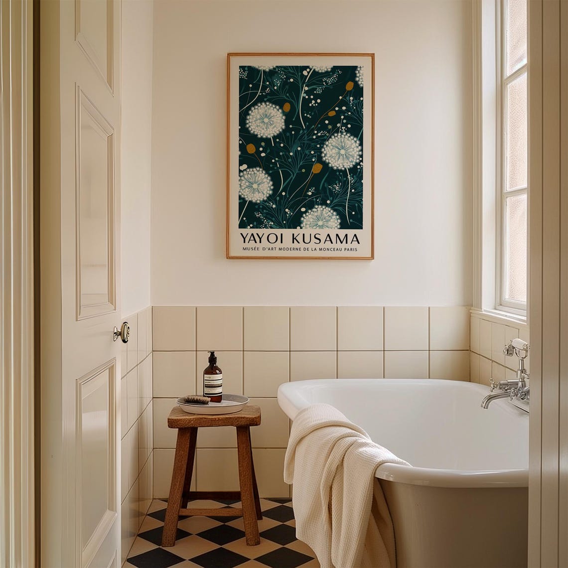 Yayoi Kusama Dandelion Teal Night Botanical Exhibition Poster - Image 3