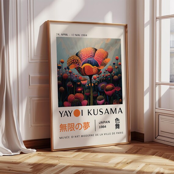 Yayoi Kusama 1984 Giant Dotted Poppy Flower Exhibition Art Poster