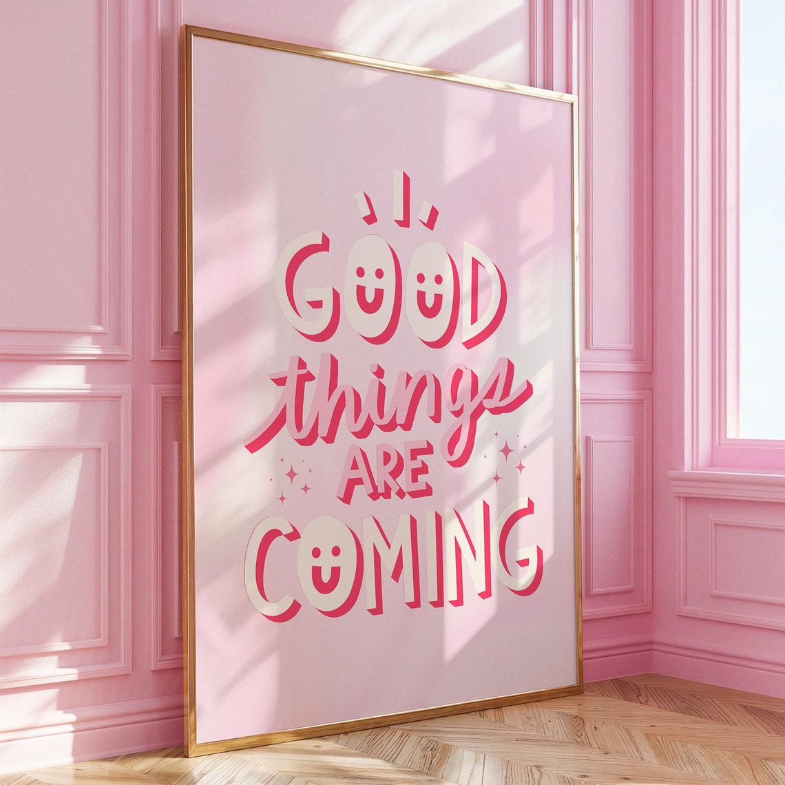 Good Things Are Coming Wall Art Positive Quote Print Pink Aesthetic Motivational Poster Cute Room Decor For Teen Girl Bedroom Positive Gift