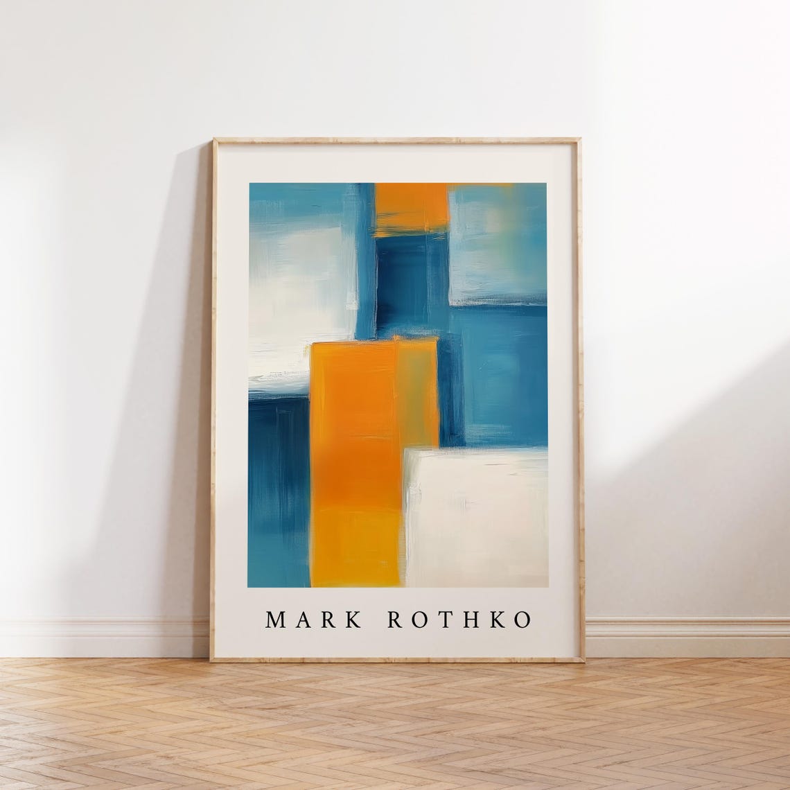Mark Rothko Blue Orange White Modern Abstract Blocks Style Print
