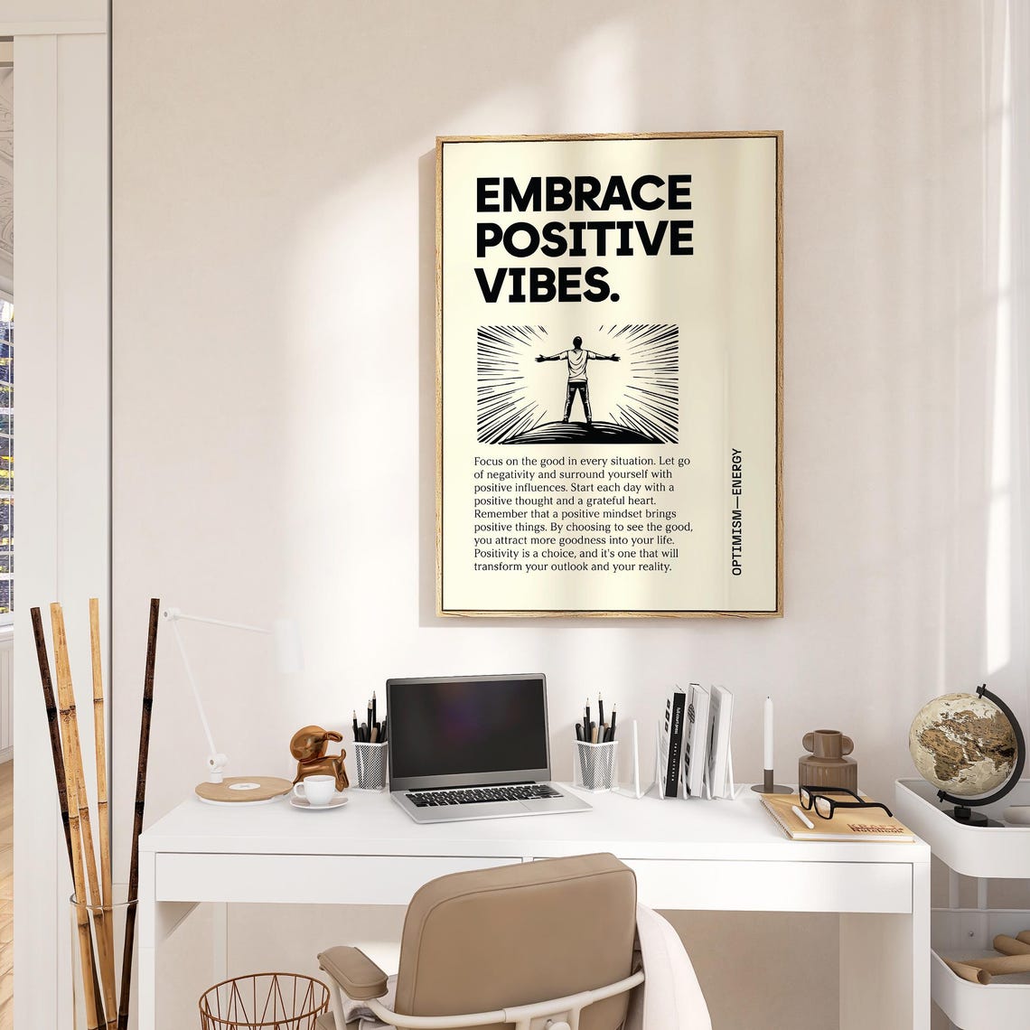 Live With A Clear Purpose Black White Motivational Quote Poster - Image 2