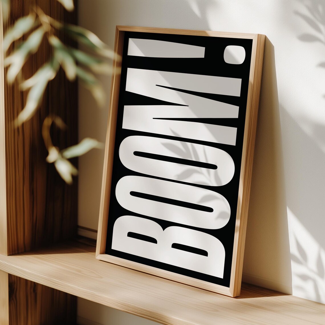 Boom Bold Black White Typography Statement Poster Pop Art Graphic - Image 3