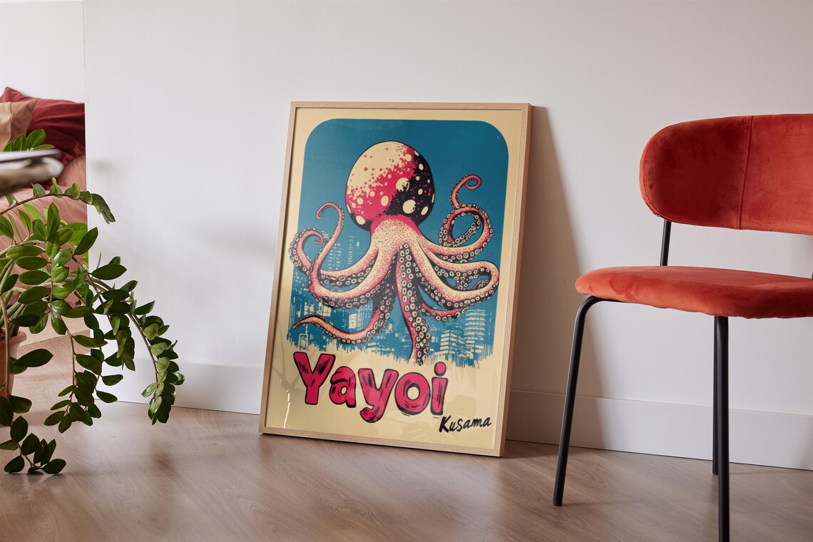 Octopus Wall Art For Teen Room Poster Of Octopus Poster For Dorm Room Bold Wall Art Octopus Print Retro Japanese Print Yayoi Kusama Poster - Image 2