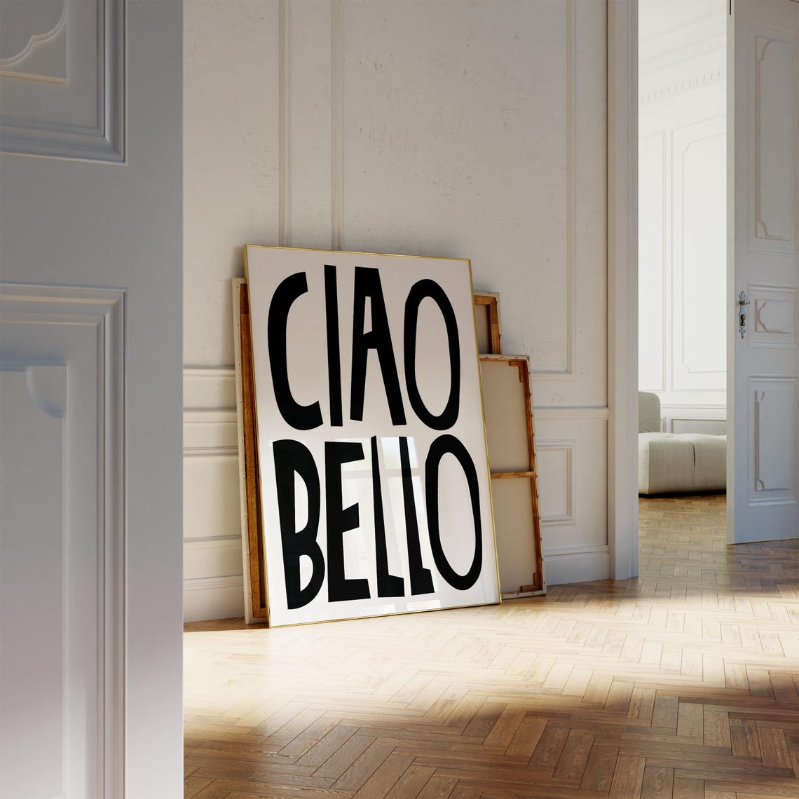 Ciao Bello Bold Black White Italian Typography Minimalist Art Print - Image 2
