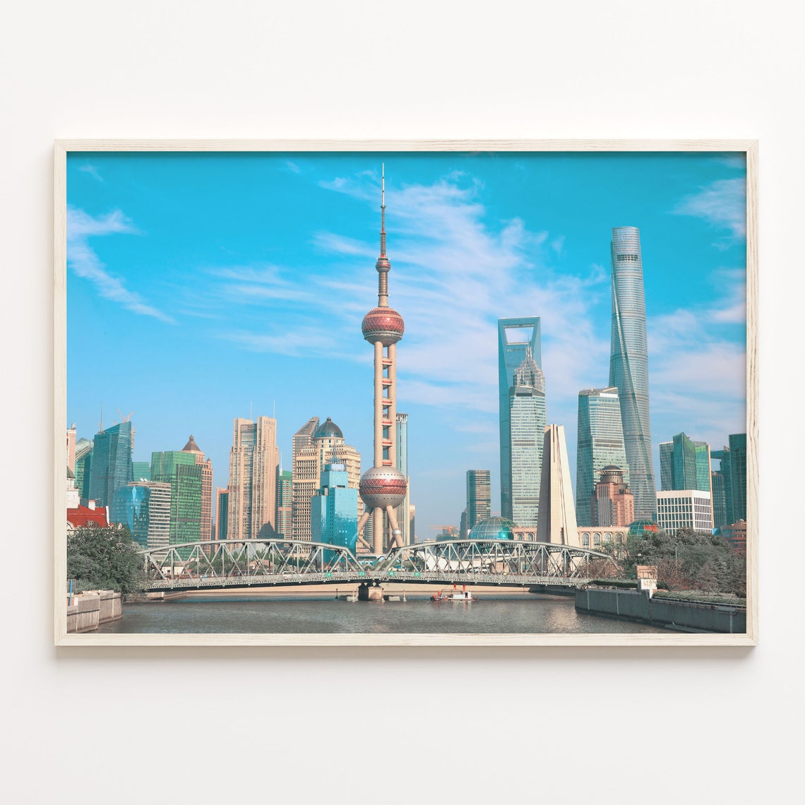 Shanghai Pudong Skyline Oriental Pearl Tower Cityscape Poster