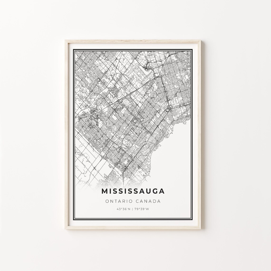 Mississauga Ontario Canada Minimalist Black And White City Map Art Poster