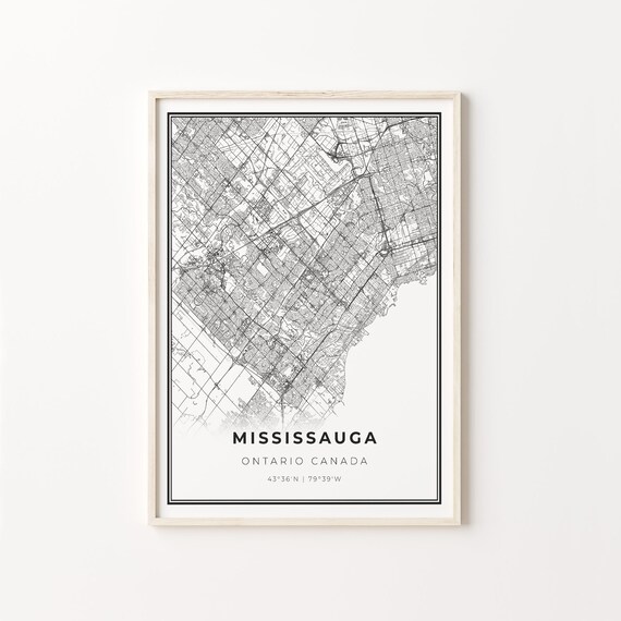 Mississauga Ontario Canada Minimalist Black And White City Map Art Poster
