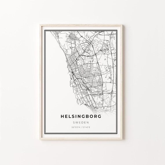 Helsingborg Sweden City Map Minimalist Line Art Travel Poster