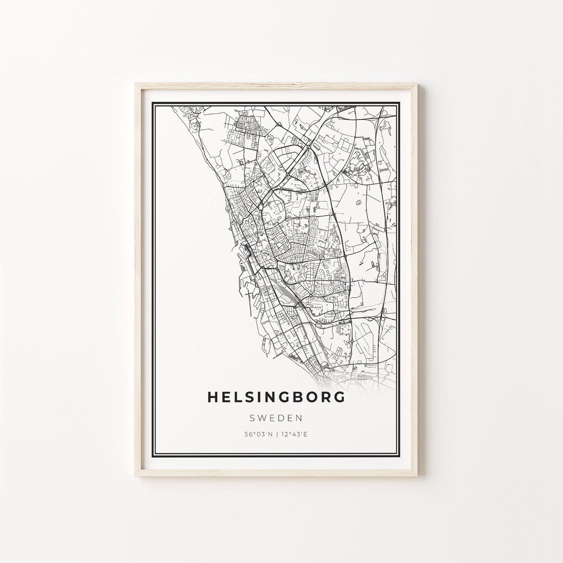 Helsingborg Sweden City Map Minimalist Line Art Travel Poster