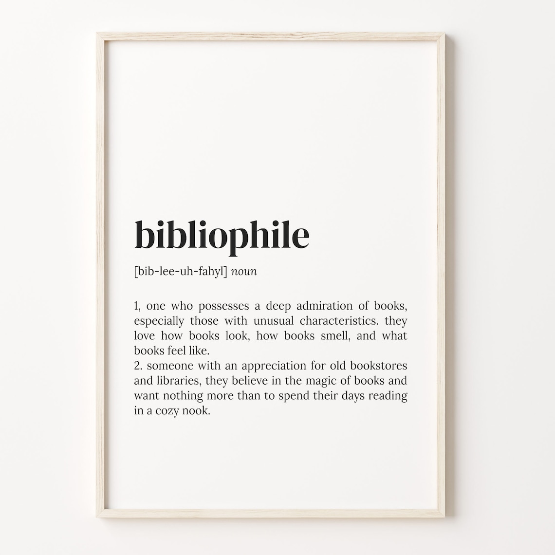 Bibliophile Definition Poster, Book Lover Quote Art