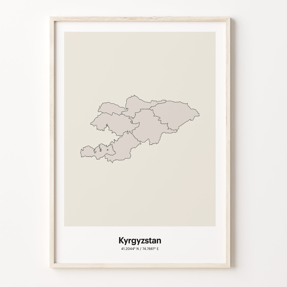 Kyrgyzstan Minimalist Country Map Line Art Coordinates Poster