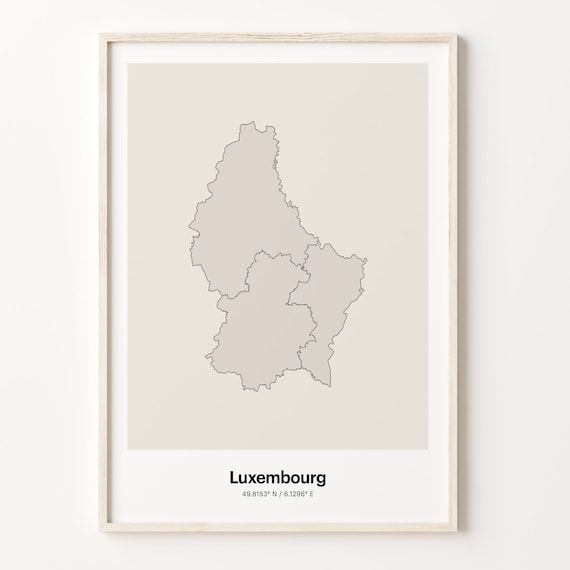 Luxembourg Minimalist Country Map Line Art Travel Coordinates Gift Poster