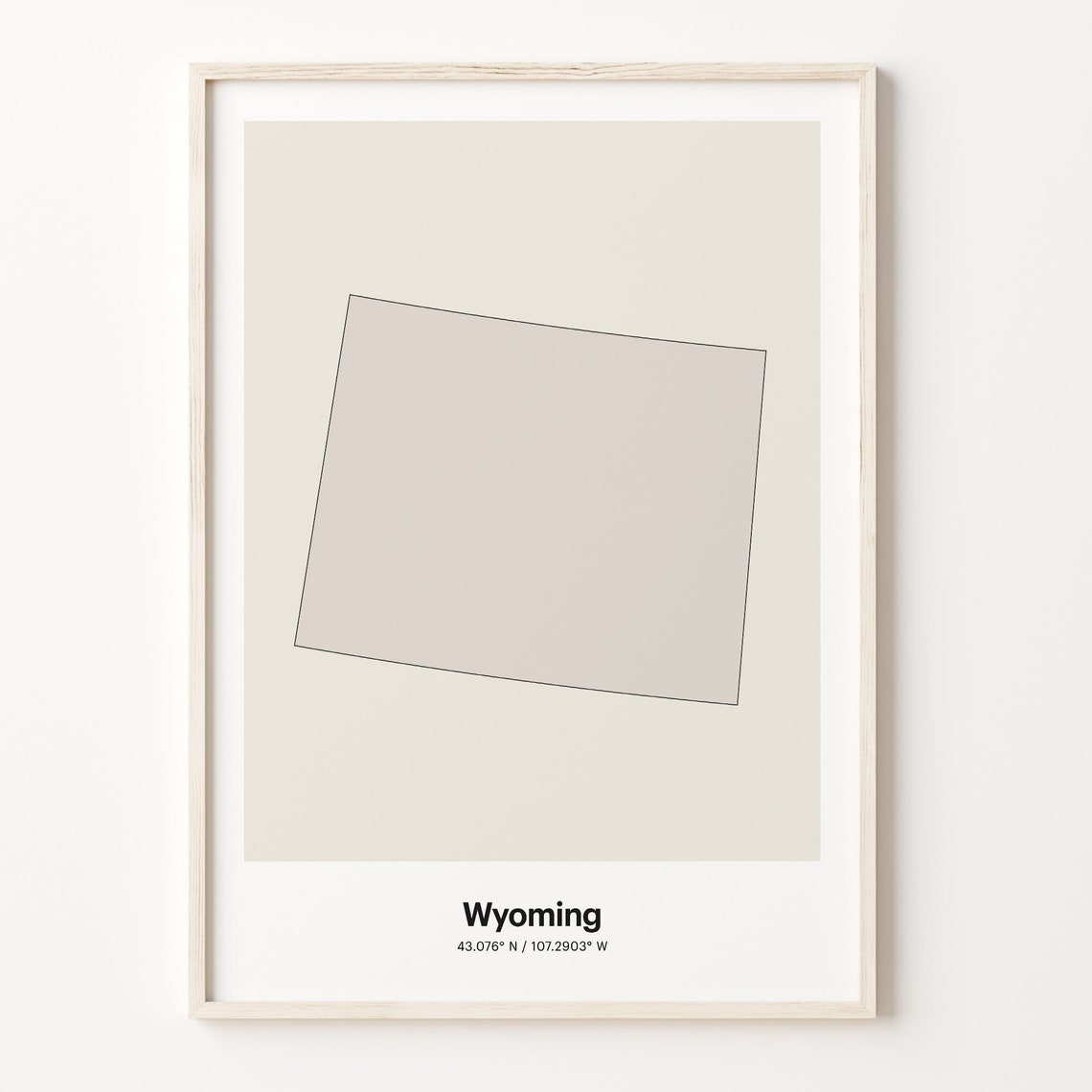 Wyoming Minimalist State Map Line Art Travel Coordinates Gift Poster