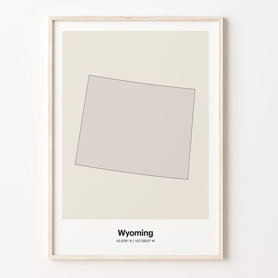 Wyoming Minimalist State Map Line Art Travel Coordinates Gift Poster
