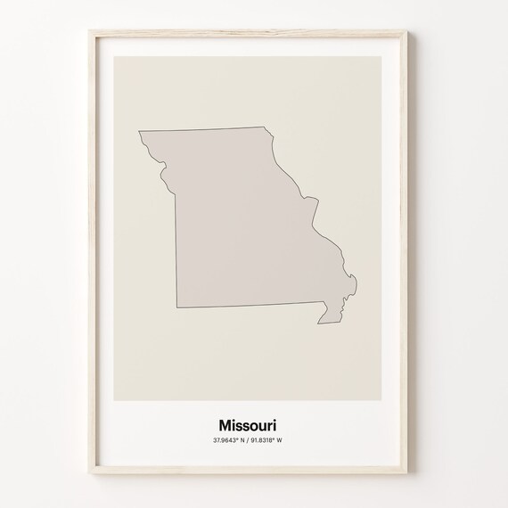 Missouri State Map Minimalist Beige Line Art Home Gift Poster