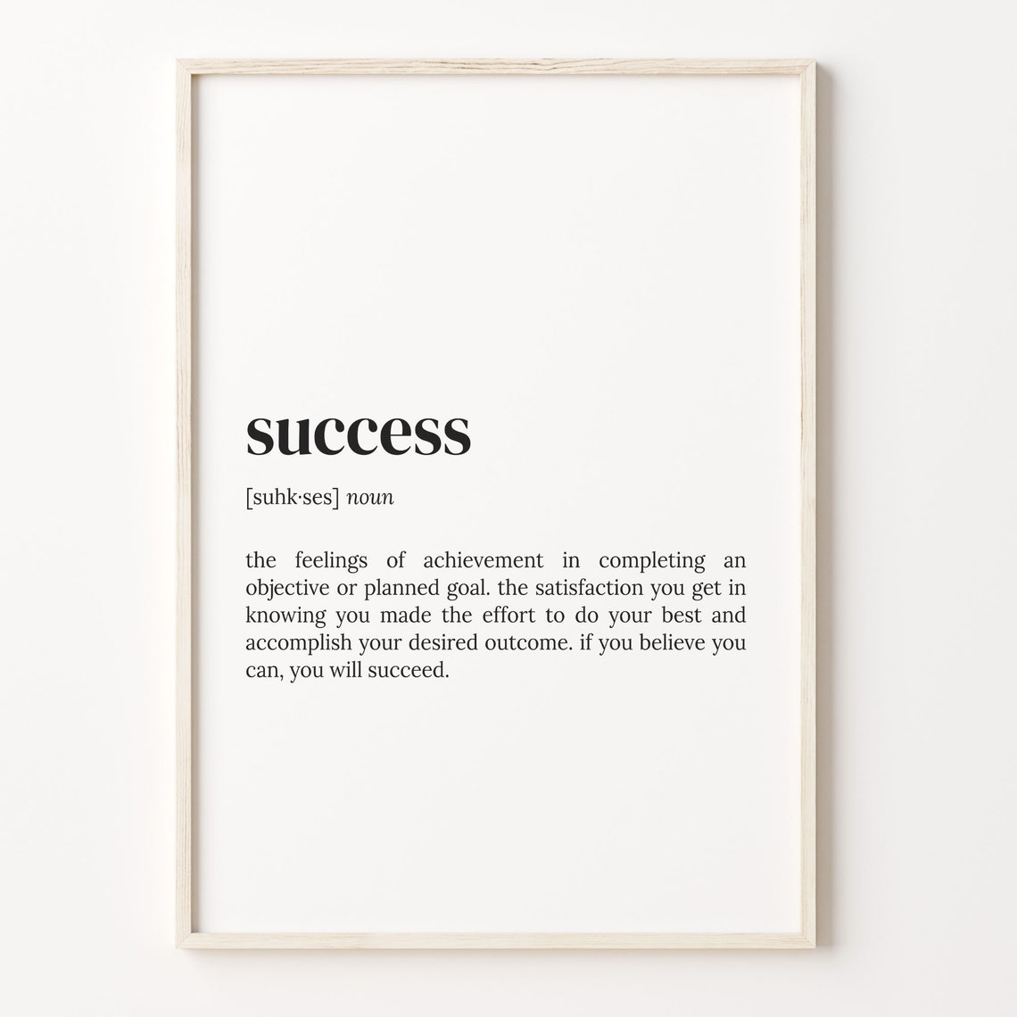 Success Dictionary Definition Motivational Quote Office Decor Poster