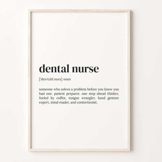 Dental Nurse Definition Quote Poster, Funny Typography
