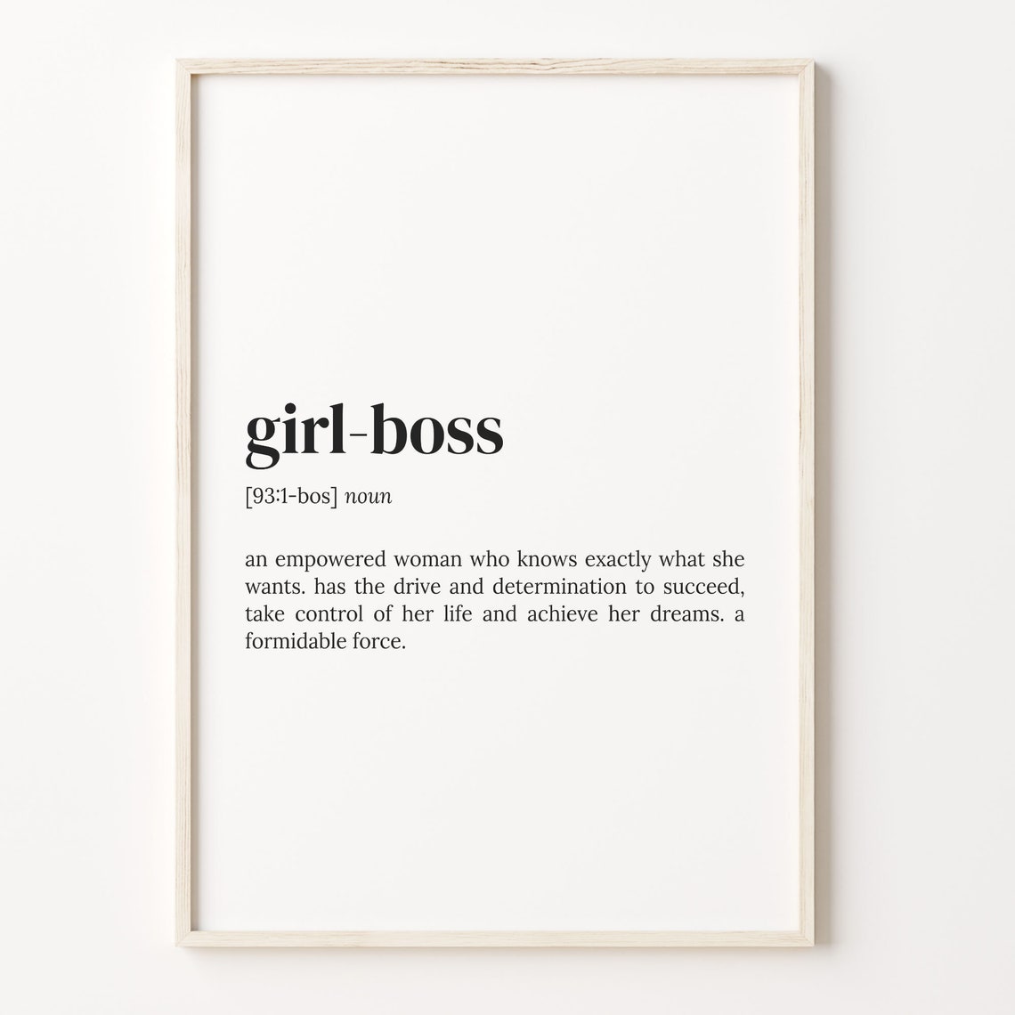 Girl Boss Definition Typographic Print for Empowered Women Office