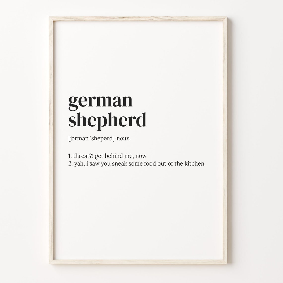 German Shepherd Dictionary Definition Funny Quote Poster Gift