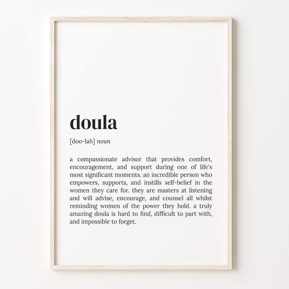 Doula Definition Poster Heartfelt Gift for Midwives and Doulas